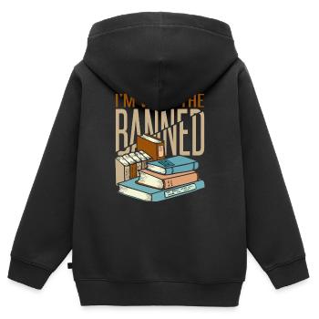 Ich bin bei den Verbotenen - Kinder Premium Organic Zip Hoodie - Schwarz - Hinten - AI Model Kid Male (0cm)