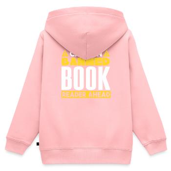Verbotener Buchleser voraus - Kinder Premium Organic Zip Hoodie - Rosa - Hinten - AI Model Kid Female (0cm)