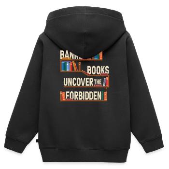 Verbotene Bücher enthüllen das Verbotene - Kinder Premium Organic Zip Hoodie - Schwarz - Hinten - AI Model Kid Male (0cm)