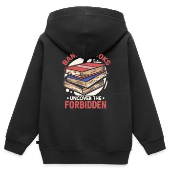 Verbotene Bücher enthüllen das Verbotene - Kinder Premium Organic Zip Hoodie - Schwarz - Hinten - AI Model Kid Male (0cm)