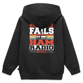 Quand tout le reste échoue Ham Radio Works Vintage Sunset - Sweat Premium à capuche zippé enfant bio - noir - Dos - AI Model Kid Male (0cm)