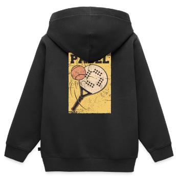 Padel Tennis Paddel Paddelball Padel Plattform - Kinder Premium Organic Zip Hoodie - Schwarz - Hinten - AI Model Kid Male (0cm)