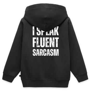 I'm talking pure sarcasm - Kids Premium Organic Zip-up Hoodie - black - Back - AI Model Kid Male (0cm)