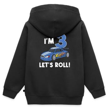 Children's birthday car racing car / 3 years - Kids Premium Organic Zip-up Hoodie - black - Back - AI Model Kid Male (0cm)