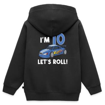 Children's birthday car racing car / 10 years - Kids Premium Organic Zip-up Hoodie - black - Back - AI Model Kid Male (0cm)