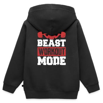 Beast Workout Mode Weight Lifting Workout Training - Sweat Premium à capuche zippé enfant bio - noir - Dos - AI Model Kid Male (0cm)