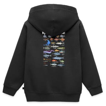 Mein Angel Alphabet Fischer Angeln Fisch Angler - Kinder Premium Organic Zip Hoodie - Schwarz - Hinten - AI Model Kid Male (0cm)