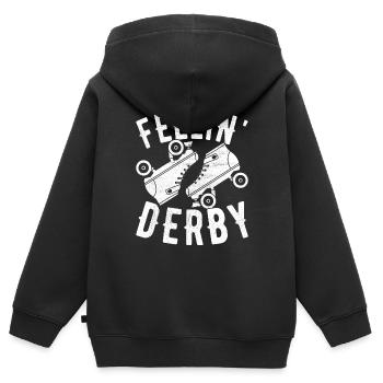 Roller Derby - Kinder Premium Organic Zip Hoodie - Schwarz - Hinten - AI Model Kid Male (0cm)