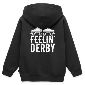 Roller derby - Sweat Premium à capuche zippé enfant bio - noir - Dos - AI Model Kid Male (0cm)