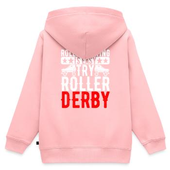 Roller Derby - Kinder Premium Organic Zip Hoodie - Rosa - Hinten - AI Model Kid Female (0cm)