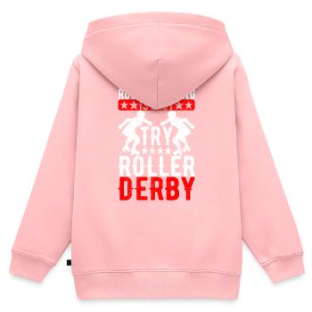 Roller Derby - Kinder Premium Organic Zip Hoodie - Rosa - Hinten - AI Model Kid Female (0cm)