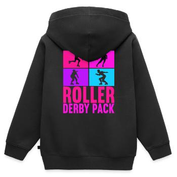 Roller derby - Sweat Premium à capuche zippé enfant bio - noir - Dos - AI Model Kid Male (0cm)