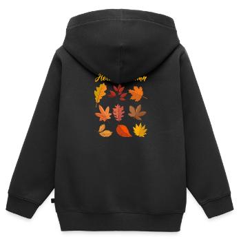 Hallo Herbst Blätter Saison Thanksgiving Herbst - Kinder Premium Organic Zip Hoodie - Schwarz - Hinten - AI Model Kid Male (0cm)