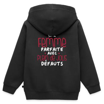 Femme parfaite avec plein de jolis défauts - Sweat Premium à capuche zippé enfant bio - noir - Dos - AI Model Kid Male (0cm)