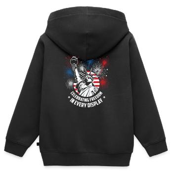 Indépendance des États-Unis Patriotic American - Sweat Premium à capuche zippé enfant bio - noir - Dos - AI Model Kid Male (0cm)