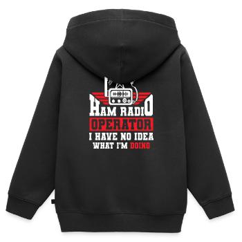 Amateur Radio Opérateur Antenne Antenne Amateur - Sweat Premium à capuche zippé enfant bio - noir - Dos - AI Model Kid Male (0cm)