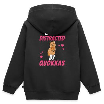 Abgelenkt durch Quokka Australien Beuteltier - Kinder Premium Organic Zip Hoodie - Schwarz - Hinten - AI Model Kid Male (0cm)