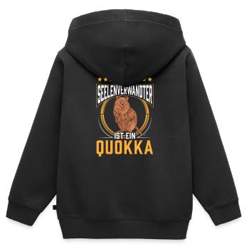 Quokka ist mein Seelenverwandter Beuteltier - Kinder Premium Organic Zip Hoodie - Schwarz - Hinten - AI Model Kid Male (0cm)