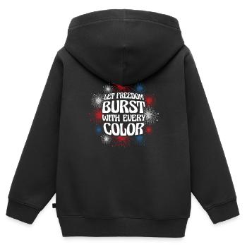 Indépendance des États-Unis Patriotic American - Sweat Premium à capuche zippé enfant bio - noir - Dos - AI Model Kid Male (0cm)