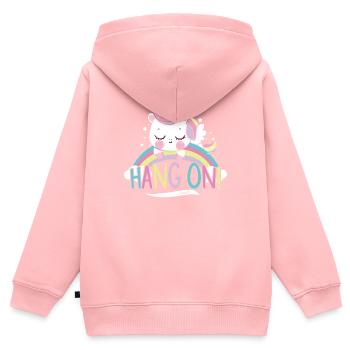 Sleeping Unicorn Hang On - Kinder Premium Organic Zip Hoodie - Rosa - Hinten - AI Model Kid Female (0cm)