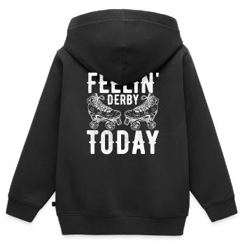 Roller derby - Sweat Premium à capuche zippé enfant bio - noir - Dos - AI Model Kid Male (0cm)