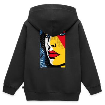 Komisches Pop-Art-Retro-verstecktes trauriges - Kinder Premium Organic Zip Hoodie - Schwarz - Hinten - AI Model Kid Male (0cm)