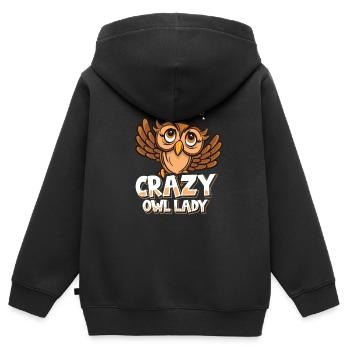 Hibou Dame Ornithologue nocturne Oiseaux amoureux des oiseaux - Sweat Premium à capuche zippé enfant bio - noir - Dos - AI Model Kid Male (0cm)