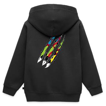 AMAZIGH SYMBOL BERBER Z IMAZIGHEN KABYLISCHES JUWEL - Kinder Premium Organic Zip Hoodie - Schwarz - Hinten - AI Model Kid Male (0cm)