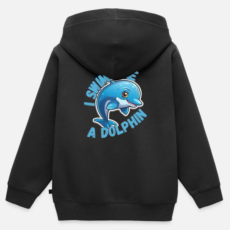 Nager comme un dauphin - Sweat Premium à capuche zippé enfant bio - noir