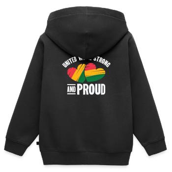 Black Story Juneteenth Solidarité - Sweat Premium à capuche zippé enfant bio - noir - Dos - AI Model Kid Male (0cm)