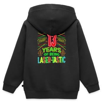 13 ans d’être laser tastique ans laser - Sweat Premium à capuche zippé enfant bio - noir - Dos - AI Model Kid Male (0cm)