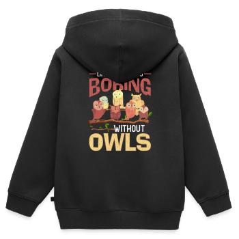 La vie nocturne serait si ennuyeuse sans hiboux - Sweat Premium à capuche zippé enfant bio - noir - Dos - AI Model Kid Male (0cm)