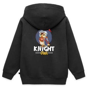 Knight Owl Ornithologue nocturne Oiseaux De Proie - Sweat Premium à capuche zippé enfant bio - noir - Dos - AI Model Kid Male (0cm)