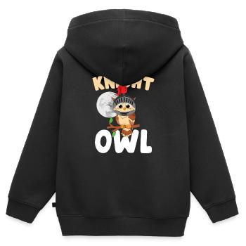 Hiboux nocturnes Amoureux des oiseaux Hibou chevalier - Sweat Premium à capuche zippé enfant bio - noir - Dos - AI Model Kid Male (0cm)