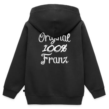 Original 100% Franz - Kinder Premium Organic Zip Hoodie - Schwarz - Hinten - AI Model Kid Male (0cm)