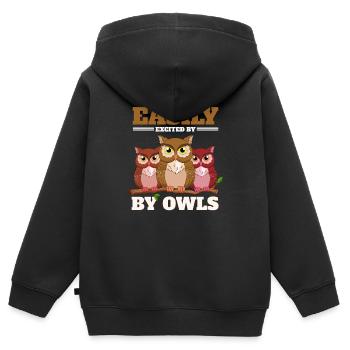 Amateur d’oiseaux nocturnes amoureux des oiseaux excite facilement - Sweat Premium à capuche zippé enfant bio - noir - Dos - AI Model Kid Male (0cm)