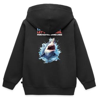 Permet de manger des enfants Grammaire Virgule Requin Requin - Sweat Premium à capuche zippé enfant bio - noir - Dos - AI Model Kid Male (0cm)