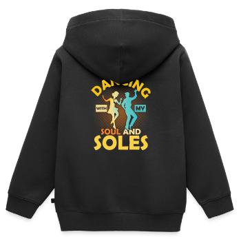 Danser avec mon âme et mes semelles Danse à claquettes Danse à claquettes - Sweat Premium à capuche zippé enfant bio - noir - Dos - AI Model Kid Male (0cm)