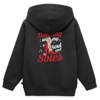 Danser avec mon âme et mes semelles Danseur de claquettes Tap Danc - Sweat Premium à capuche zippé enfant bio - noir - Dos - AI Model Kid Male (0cm)