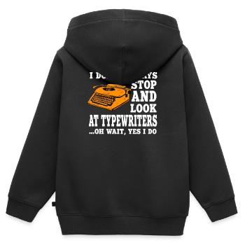 Passionné de machines à écrire - Sweat Premium à capuche zippé enfant bio - noir - Dos - AI Model Kid Male (0cm)