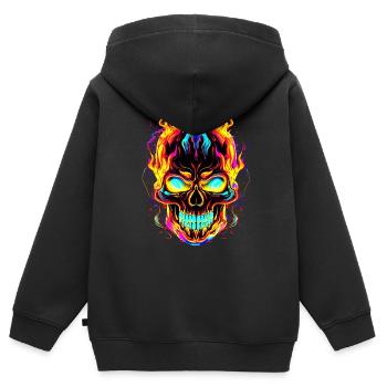 Edgy et alternatif: Crâne gothique - Sweat Premium à capuche zippé enfant bio - noir - Dos - AI Model Kid Male (0cm)