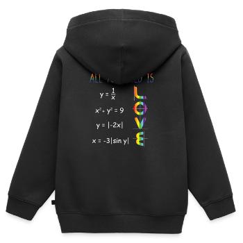 Alles, was Sie brauchen, ist eine Liebe zum LGBT Maths Pride Month - Kinder Premium Organic Zip Hoodie - Schwarz - Hinten - AI Model Kid Male (0cm)