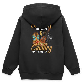 Chansons country - Sweat Premium à capuche zippé enfant bio - noir - Dos - AI Model Kid Male (0cm)