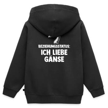 Beziehungsstatus Gans Gänse - Kinder Premium Organic Zip Hoodie - Schwarz - Hinten - AI Model Kid Male (0cm)