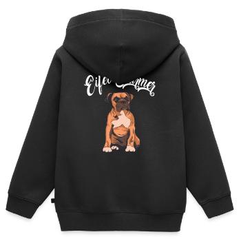 Eifel Stürmer Hund - Kinder Premium Organic Zip Hoodie - Schwarz - Hinten - AI Model Kid Male (0cm)