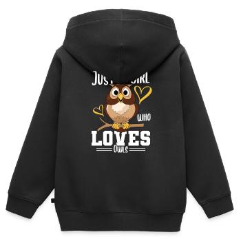 Juste une fille qui aime les hiboux Oiseaux de proie nocturnes - Sweat Premium à capuche zippé enfant bio - noir - Dos - AI Model Kid Male (0cm)
