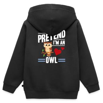Oiseaux de proie nocturnes prétendent que je suis un hibou ornitho - Sweat Premium à capuche zippé enfant bio - noir - Dos - AI Model Kid Male (0cm)