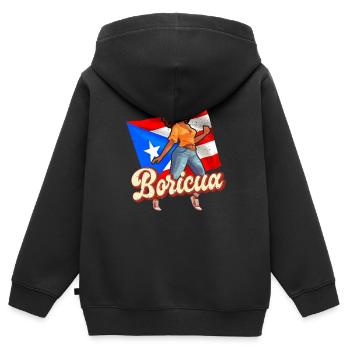 Afro latina boricua puerto rico karibischer tanz - Kinder Premium Organic Zip Hoodie - Schwarz - Hinten - AI Model Kid Male (0cm)