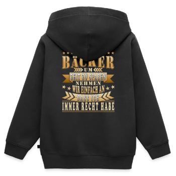 Lustige Bäcker Sprüche Geschenkidee - Kinder Premium Organic Zip Hoodie - Schwarz - Hinten - AI Model Kid Male (0cm)