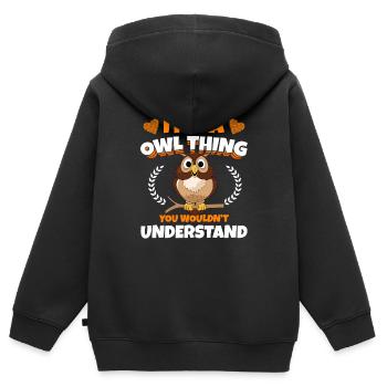 C’est une chose de hibou Oiseaux nocturnes Oiseaux de proie Orni - Sweat Premium à capuche zippé enfant bio - noir - Dos - AI Model Kid Male (0cm)